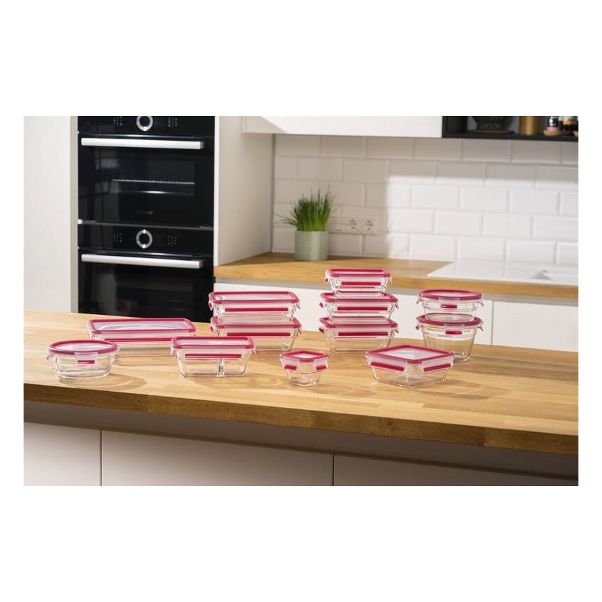 Tefal - Posoda za živila 1,1 l MSEAL GLASS rdeča/steklo