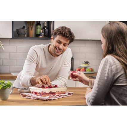 Tefal - Posoda za živila 2 l MSEAL GLASS rdeča/steklo