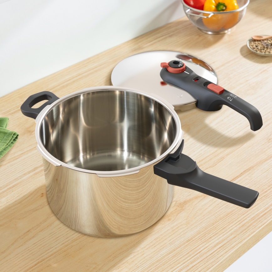 Tefal - Pritiskovni lonec 6 l SECURE TRENDY + komplet 5 kosov INGENIO EMOTION