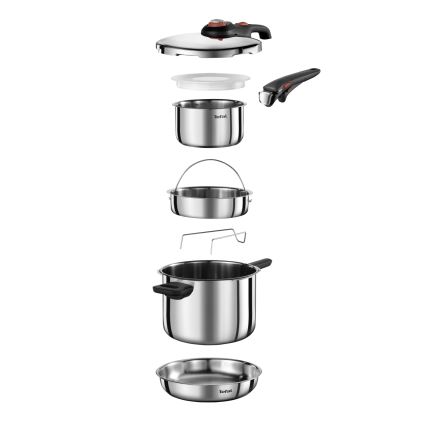 Tefal - Pritiskovni lonec 6 l SECURE TRENDY + komplet 5 kosov INGENIO EMOTION