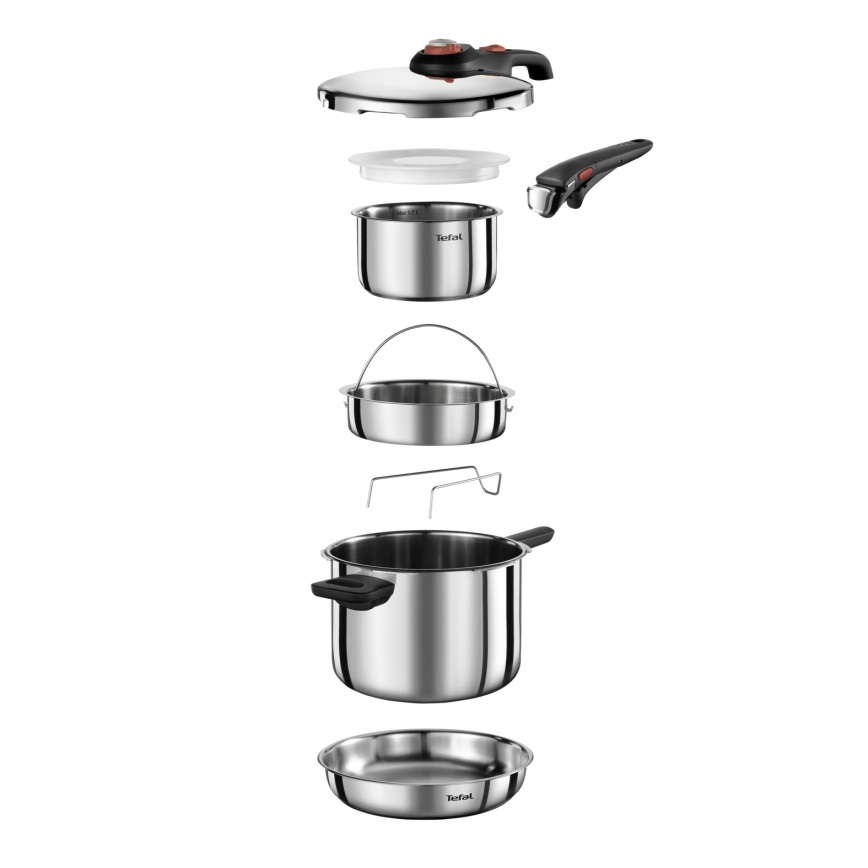 Tefal - Pritiskovni lonec 6 l SECURE TRENDY + komplet 5 kosov INGENIO EMOTION