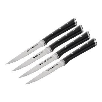 Tefal - SET 4x Nož za zrezke iz nerjavečega jekla ICE FORCE 11 cm sijajni krom/črna