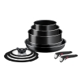 Tefal - Set kuhinjske posode 10 kom. INGENIO EASY COOK & CLEAN BLACK