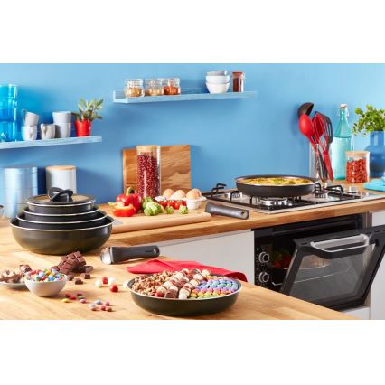 Tefal - Set kuhinjske posode 10 kom. INGENIO EASY COOK & CLEAN BLACK