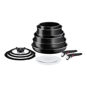 Tefal - Set kuhinjske posode 13 kos INGENIO EASY COOK & CLEAN BLACK