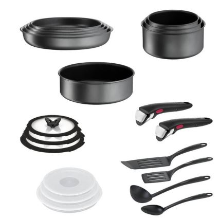 Tefal - Set kuhinjske posode 20 kom. INGENIO DAILY CHEF ON črna