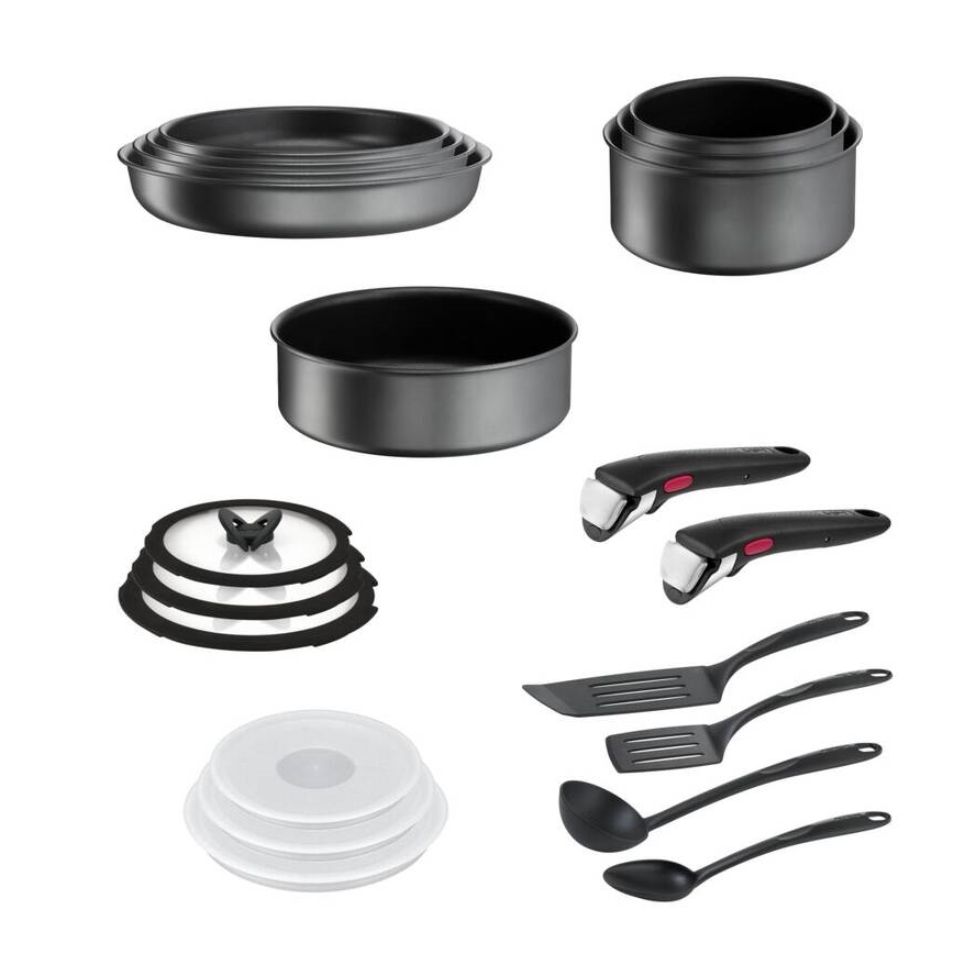 Tefal - Set kuhinjske posode 20 kom. INGENIO DAILY CHEF ON črna