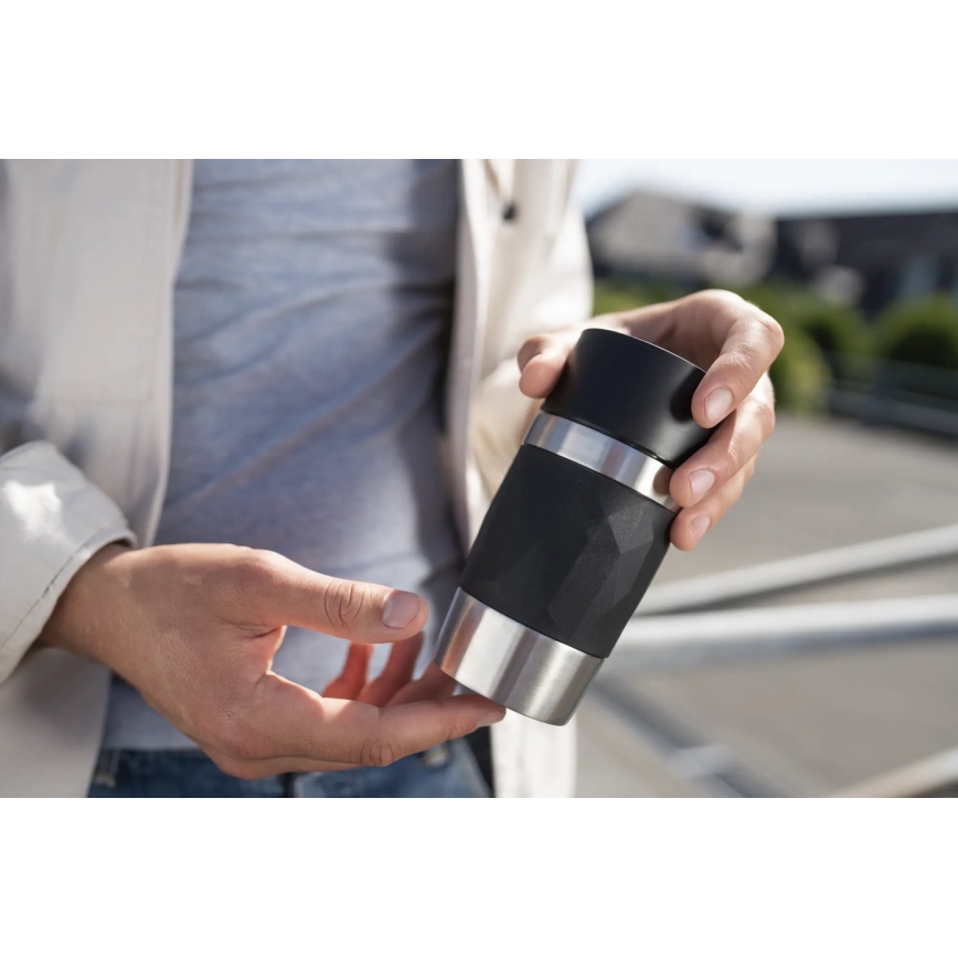 Tefal - Termo skodelica 300 ml COMPACT MUG nerjaveče jeklo/črna