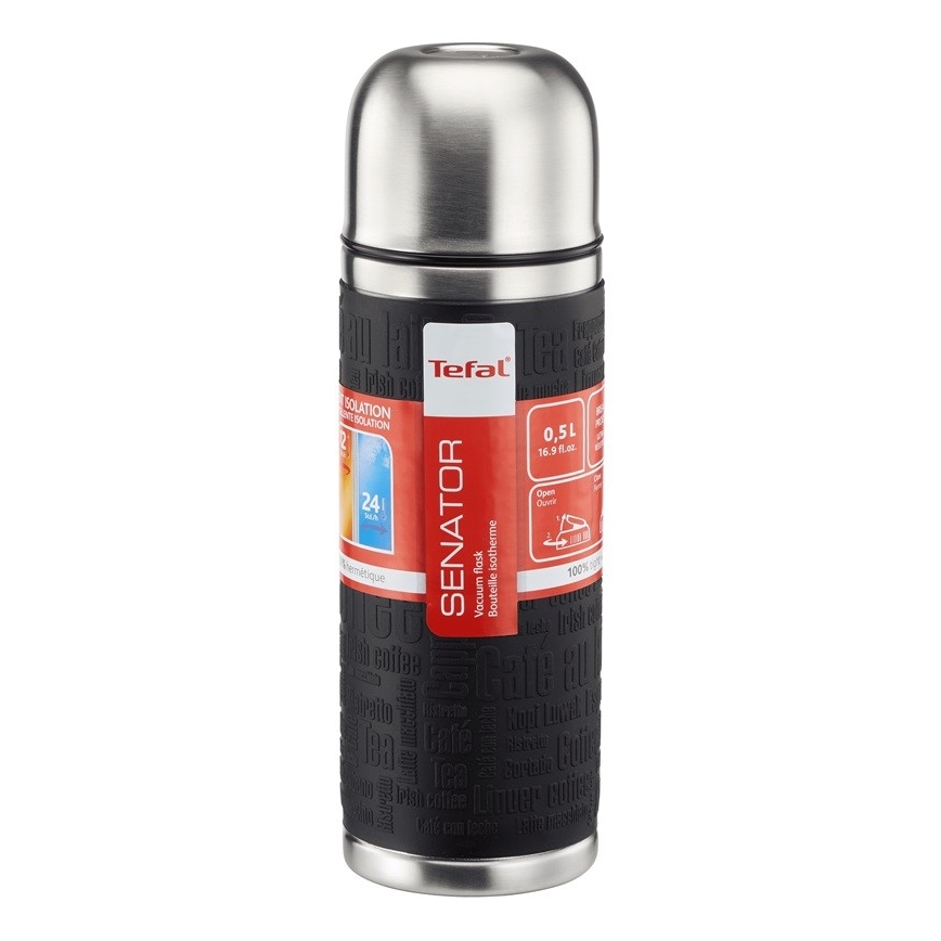 Tefal - Termovka z vrčkom 0,5 l SENATOR nerjaveče jeklo/črna