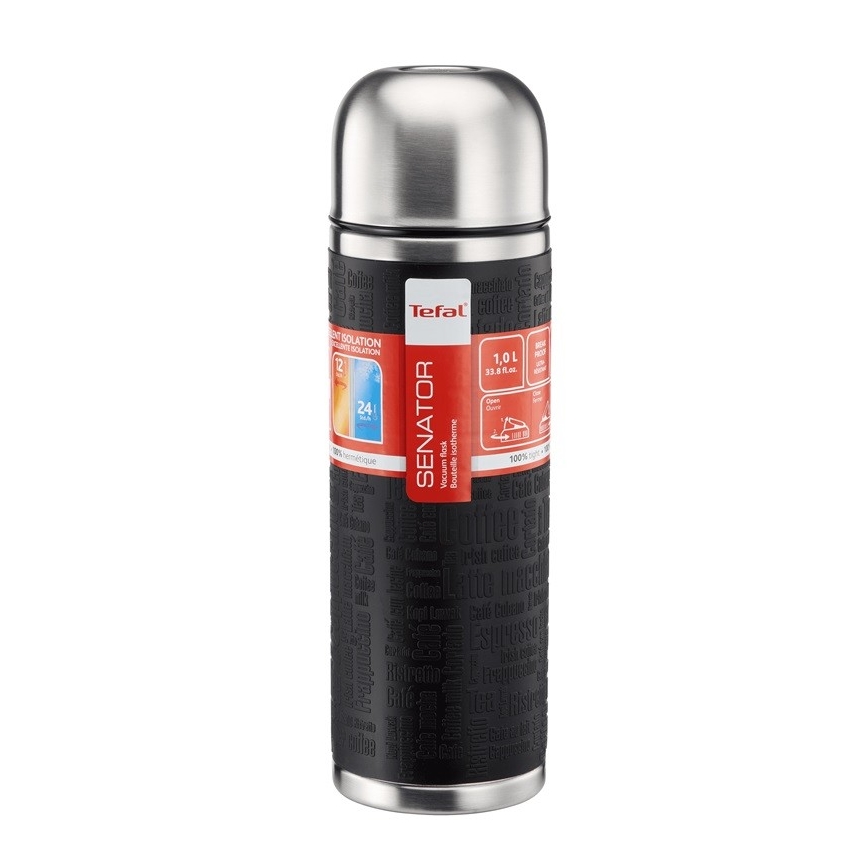 Tefal - Termovka z vrčkom 1 l SENATOR nerjaveče jeklo/črna