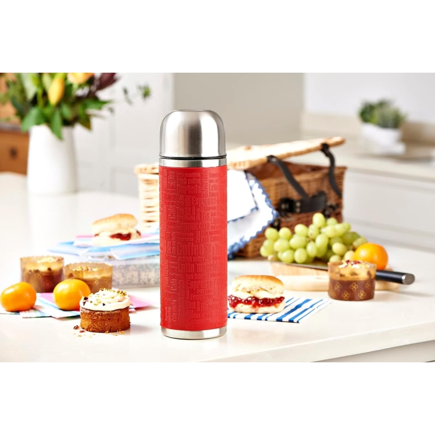 Tefal - Termovka z vrčkom 1 l SENATOR nerjaveče jeklo/rdeča