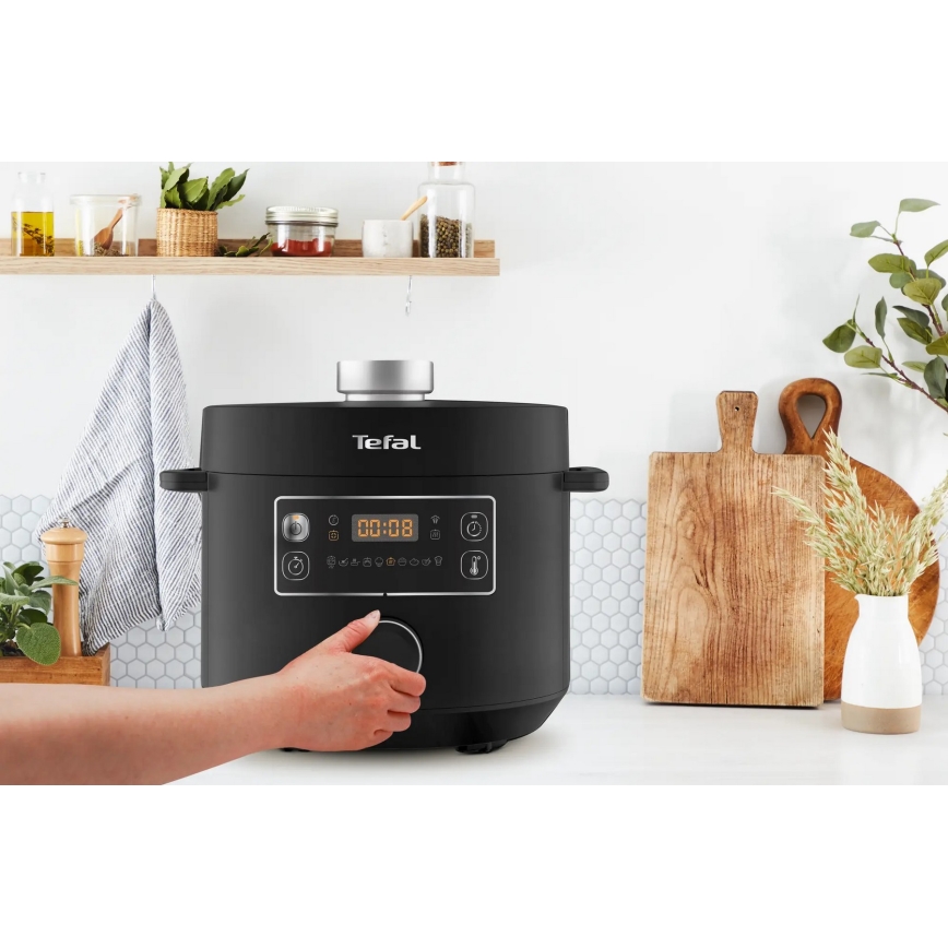 Tefal - Večnamenski električni lonec TURBO CUISINE 4,8 l 1090W/230V črna