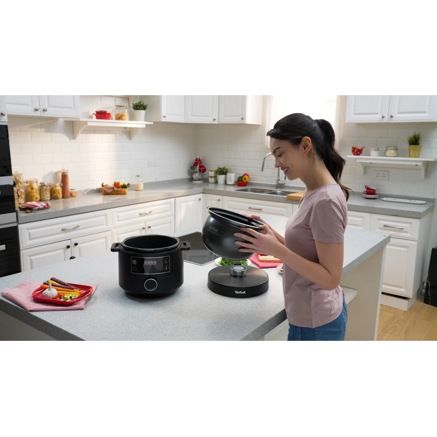 Tefal - Večnamenski električni lonec TURBO CUISINE 4,8 l 1090W/230V črna