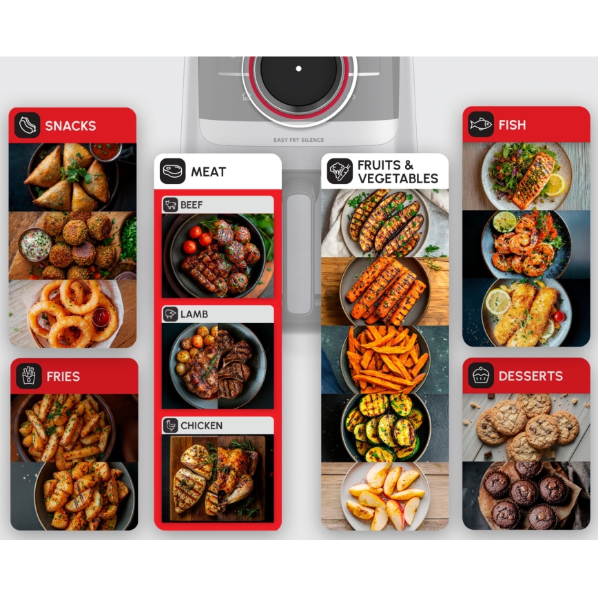 Tefal - Zračna friteza 5 l EASY FRY SILENCE SMART 1400-1670W/230V