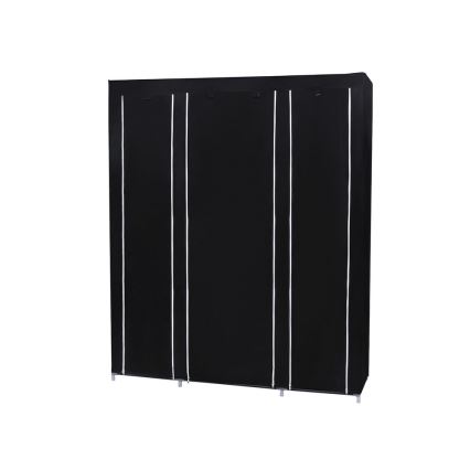 Tekstilna omara za shranjevanje s policami in obešalno palico MATIS 150x175x45 cm črna