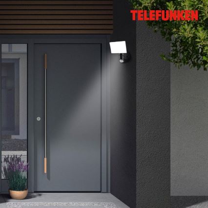 Telefunken 304305TF - LED Zunanja stenska svetilka s senzorjem LED/24W/230V IP44 črna