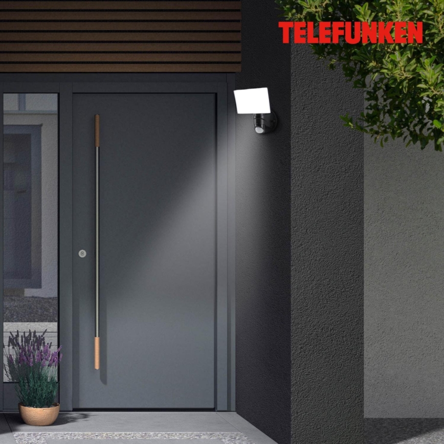 Telefunken 304305TF - LED Zunanja stenska svetilka s senzorjem LED/24W/230V IP44 črna