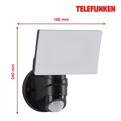 Telefunken 304305TF - LED Zunanja stenska svetilka s senzorjem LED/24W/230V IP44 črna