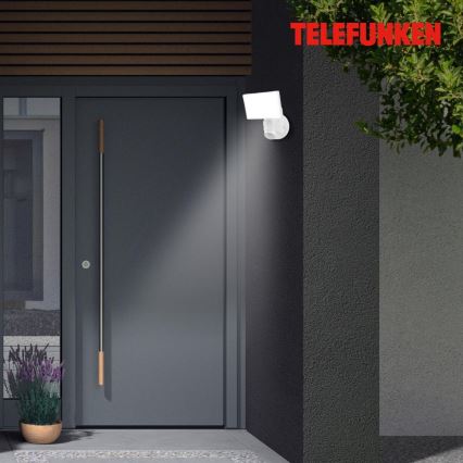 Telefunken 304306TF - LED Zunanja stenska svetilka s senzorjem LED/16W/230V IP44 bela