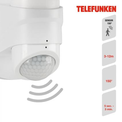 Telefunken 304306TF - LED Zunanja stenska svetilka s senzorjem LED/16W/230V IP44 bela