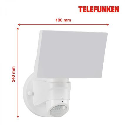Telefunken 304306TF - LED Zunanja stenska svetilka s senzorjem LED/16W/230V IP44 bela