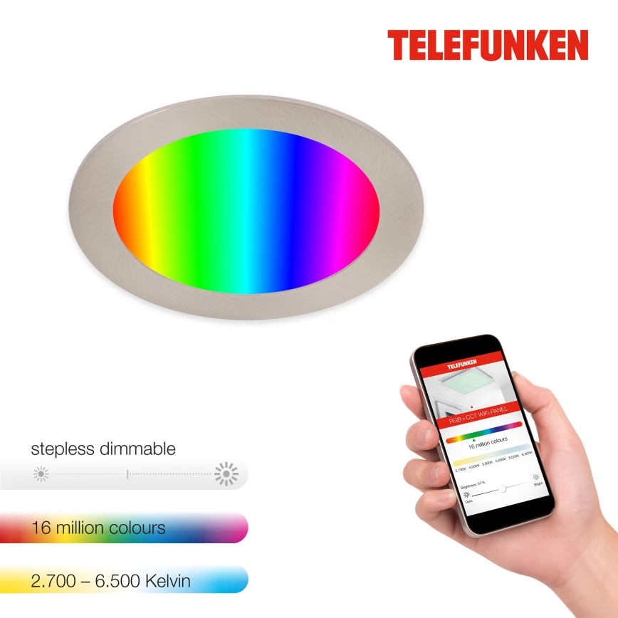 Telefunken 309402TF - LED RGBW Zatemnitvena kopalniška vgradna svetilka LED/12W/230V 2700-6500K IP23 Wi-Fi Tuya