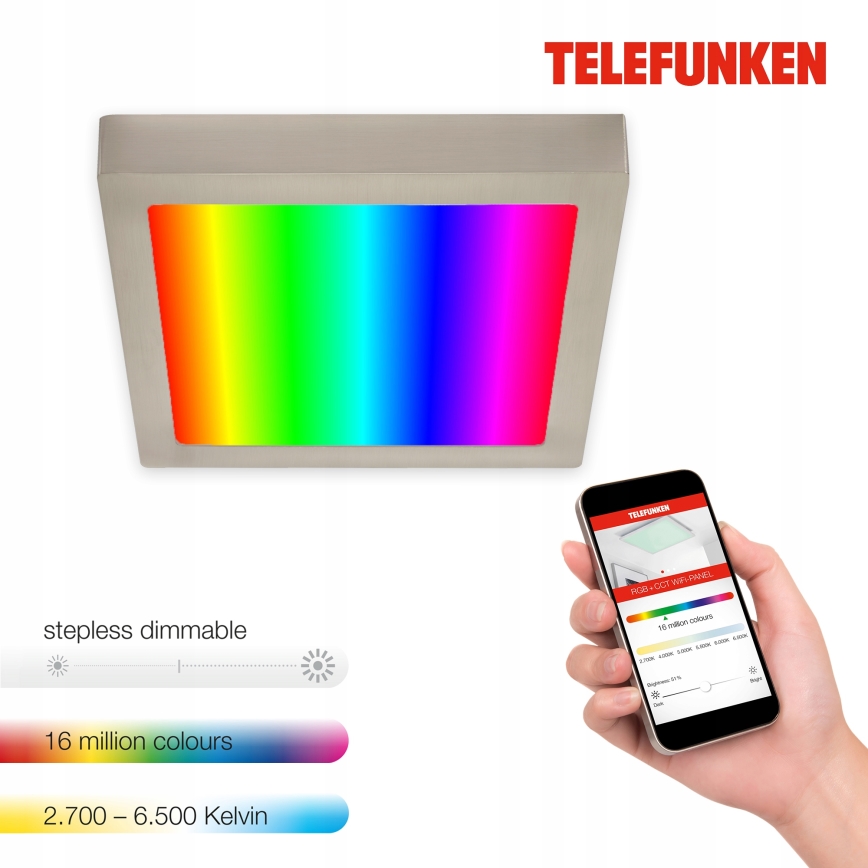 Telefunken 309602TF - LED RGBW Zatemnitvena stropna svetilka LED/18W/230V 2700-6500K Wi-Fi Tuya
