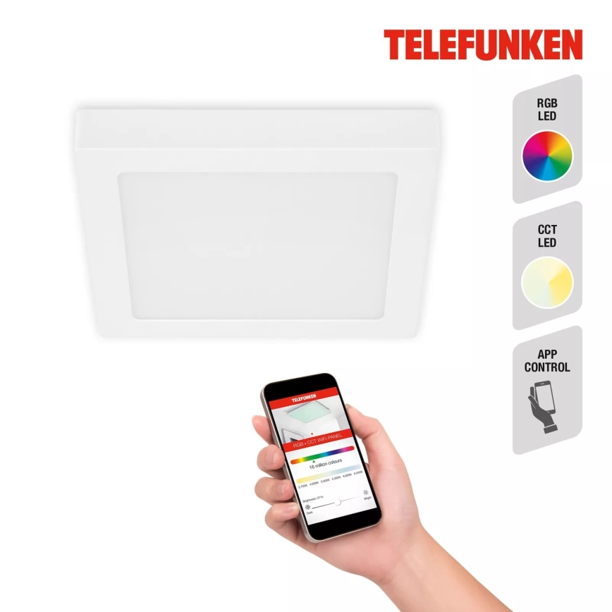 Telefunken 309706TF - LED RGB Zatemnitvena stropna svetilka LED/23W/230V 2700-6500K Wi-Fi Tuya bela