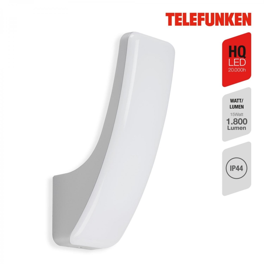 Telefunken 311604TF - LED Zunanja stenska svetilka LED/15W/230V IP44 srebrna