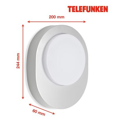 Telefunken 312004TF - LED Zunanja stenska svetilka LED/8W/230V IP44 srebrna