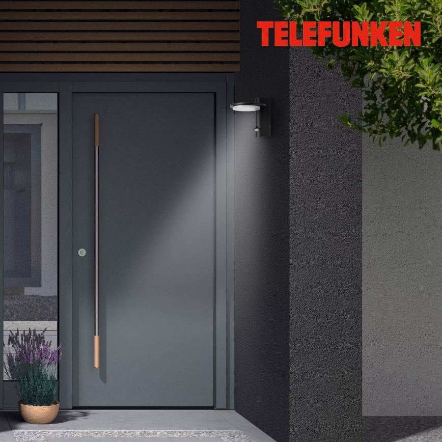 Telefunken 312505TF-LED Zunanja stenska svetilka s senzorjem LED/10W/230V IP44 črna