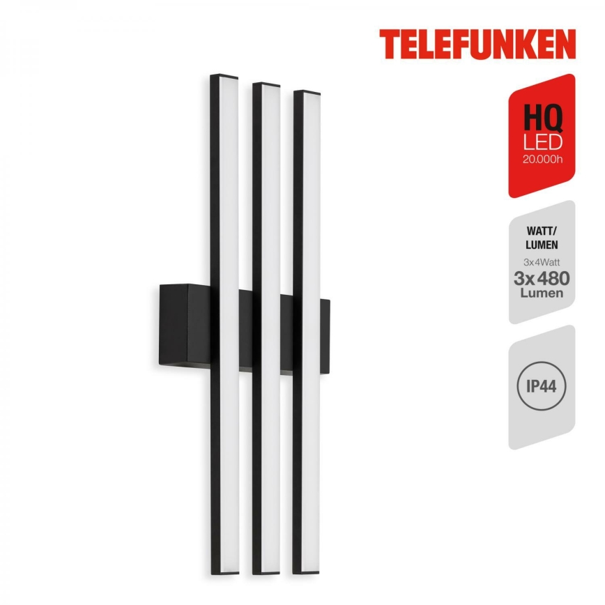 Telefunken 313105TF - LED Zunanja stenska svetilka 3xLED/4W/230V IP44