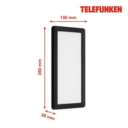 Telefunken 313605TF - LED Zunanja stenska svetilka LED/16W/230V IP44 črna