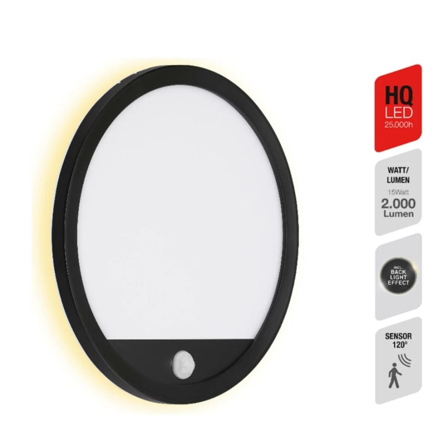 Telefunken 313705TF - LED Zunanja stenska svetilka s senzorjem LED/15W/230V IP44