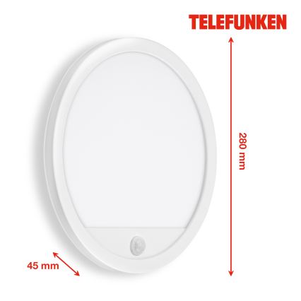 Telefunken 313706TF - LED Zunanja stenska svetilka s senzorjem LED/15W/230V IP44 bela
