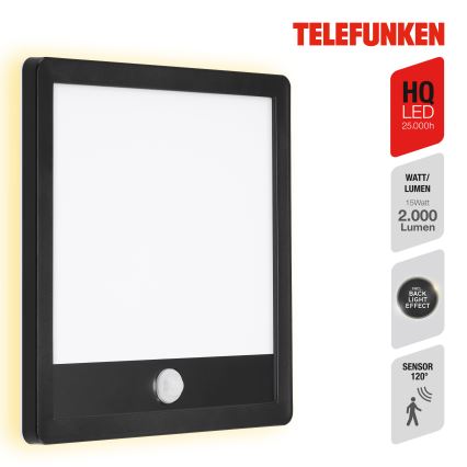 Telefunken 313805TF - LED Zunanja stenska svetilka s senzorjem LED/15W/230V IP44