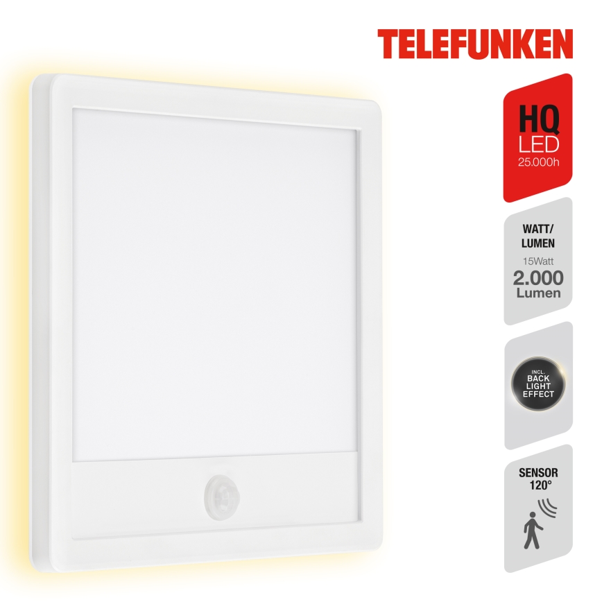 Telefunken 313806TF - LED Zunanja stenska svetilka s senzorjem LED/15W/230V IP44