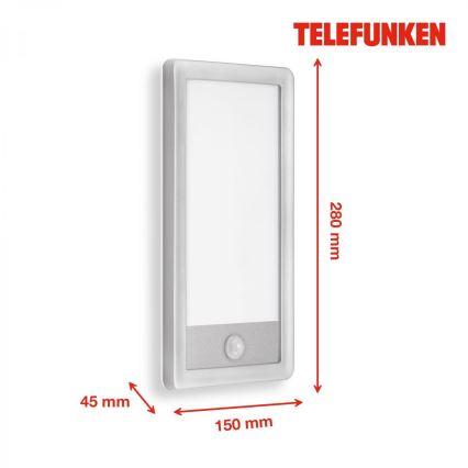 Telefunken 313904TF - LED Zunanja stenska svetilka s senzorjem LED/16W/230V IP44