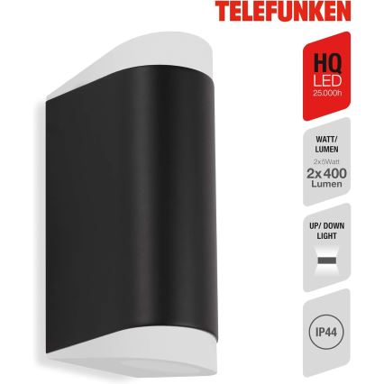 Telefunken 314905TF - LED Zunanja stenska svetilka 2xGU10/5W/230V IP44 črna