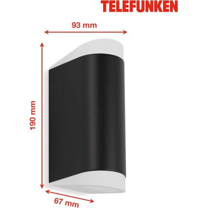 Telefunken 314905TF - LED Zunanja stenska svetilka 2xGU10/5W/230V IP44 črna