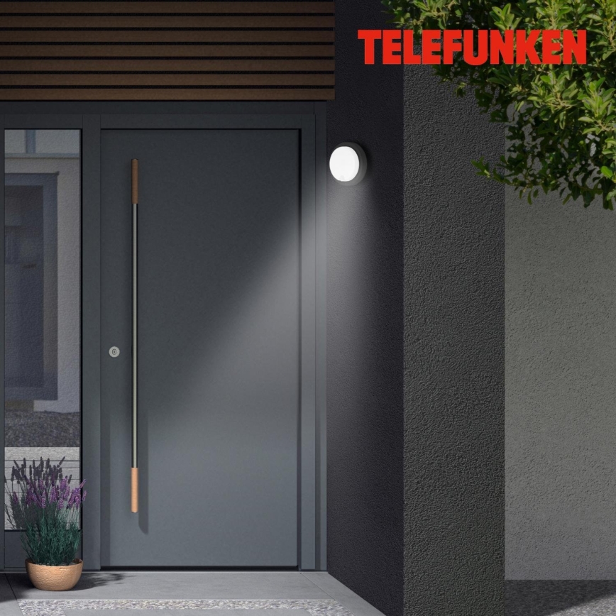Telefunken 315305TF - LED Zunanja stenska svetilka s senzorjem LED/12W/230V IP44 črna