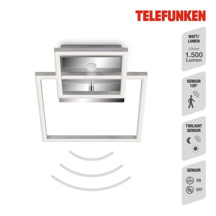 Telefunken 318608TF - LED Stropna svetilka s senzorjem FRAME LED/17W/230V 3000K mat krom