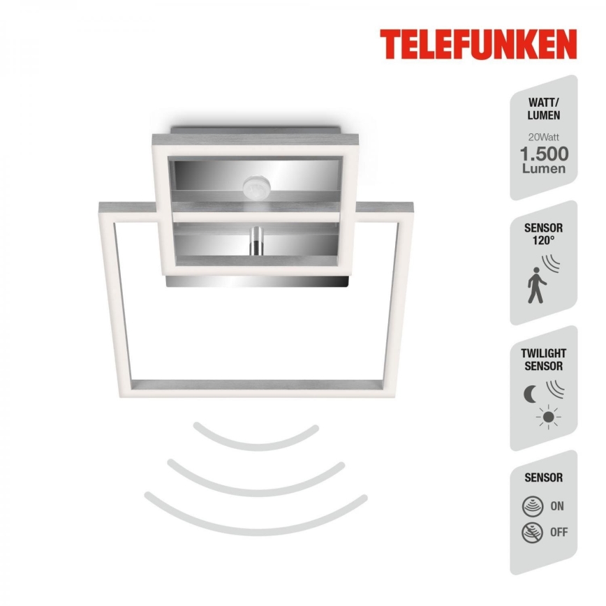 Telefunken 318608TF - LED Stropna svetilka s senzorjem FRAME LED/17W/230V 3000K mat krom