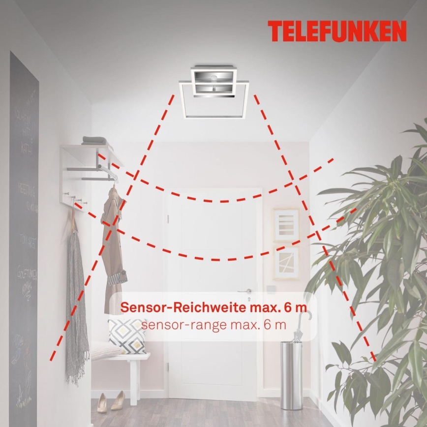 Telefunken 318608TF - LED Stropna svetilka s senzorjem FRAME LED/17W/230V 3000K mat krom