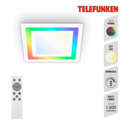 Telefunken 318706TF - LED RGBW zatemnjevalni LED panel/18W/230V 3000-6500K + daljinski upravljalnik