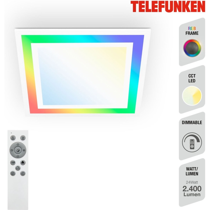 Telefunken 318806TF - LED RGBW Zatemnitvena stropna svetilka LED/24W/230V 3000-6500K + Daljinski upravljalnik