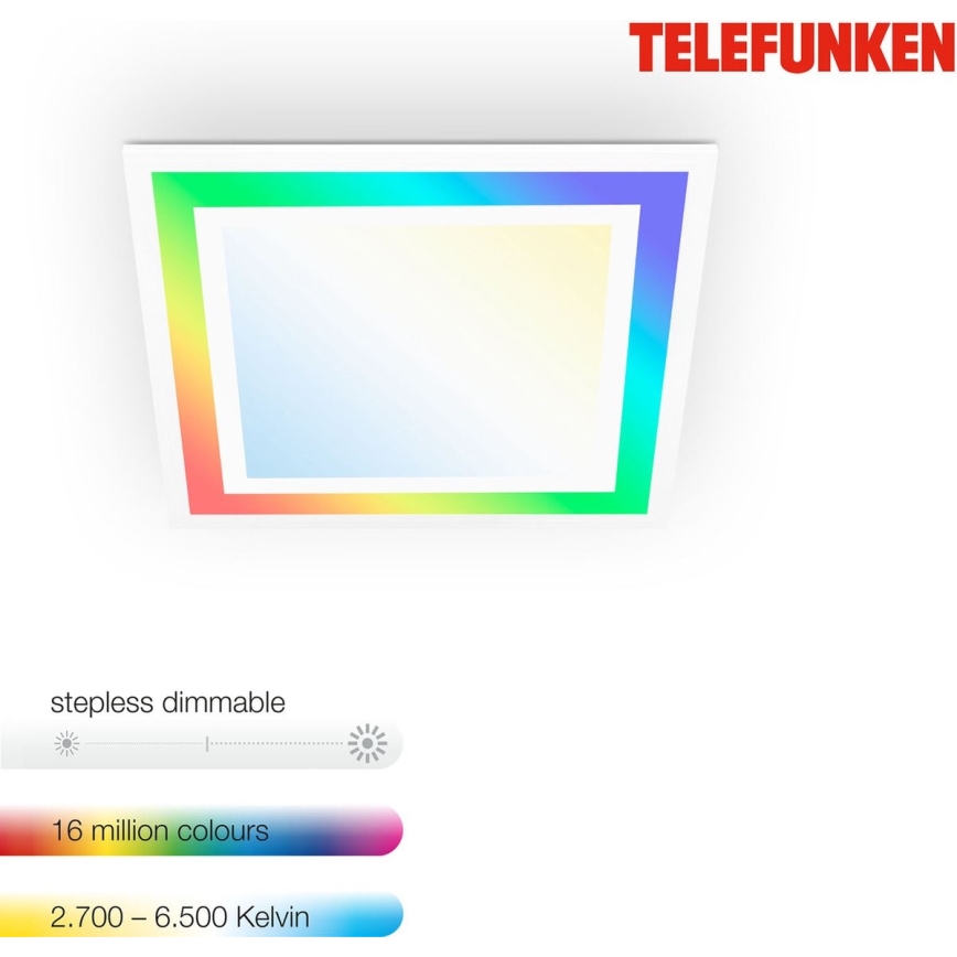 Telefunken 318806TF - LED RGBW Zatemnitvena stropna svetilka LED/24W/230V 3000-6500K + Daljinski upravljalnik