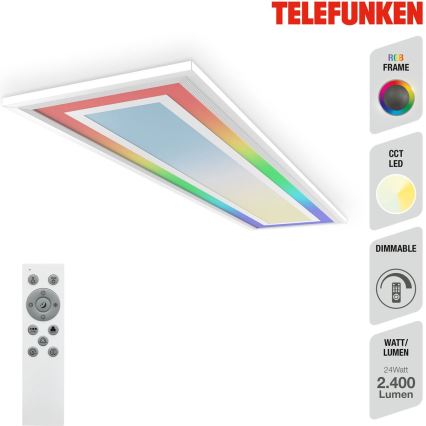 Telefunken 318906TF - LED RGBW zatemnljivo stropno svetilo LED/24W/230V 3000-6500K 25x100 cm + daljinski upravljalnik