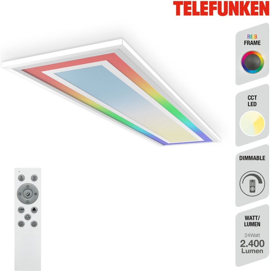 Telefunken 318906TF - LED RGBW zatemnljivo stropno svetilo LED/24W/230V 3000-6500K 25x100 cm + daljinski upravljalnik