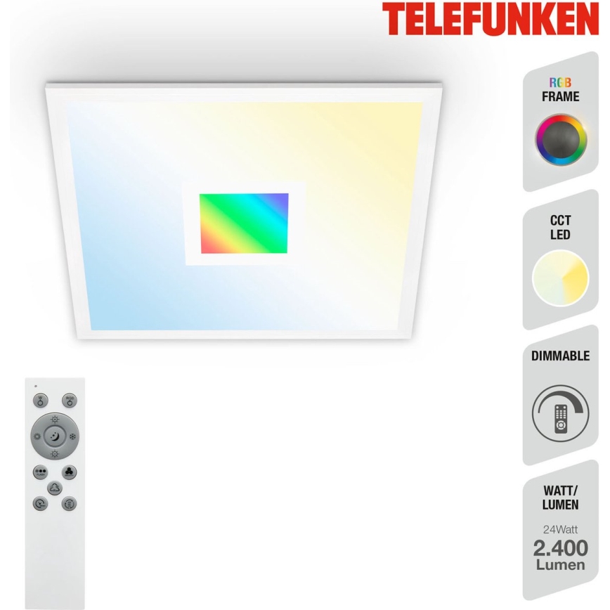 Telefunken 319106TF - RGBW Zatemnitvena stropna svetilka LED/24W/230V 2700-6500K bela + Daljinski upravljalnik